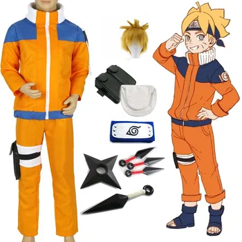 Anime NARUTO Uzumaki Naruto Cosplay Kostume Til Drenge, Piger Vis Passer Japansk Tegnefilm Kostumer top+bukser Uniform Våben Rekvisitter
