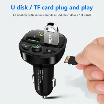 Trådløs Bil Bluetooth-5.0 FM-Sender MP3-Musik, U Disk Dual USB Hurtigt QC 3.0 Oplader Adapter Hånd-gratis Opkald LCD Auto Oplader