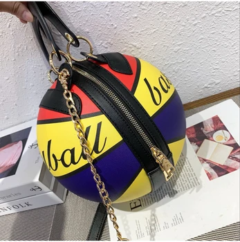 Mode Farve Graffiti Basketball Design Kvinder Håndtaske Personlighed Brev Print Kæde Skulder Crossbody Taske til Lady Bolden Tasker