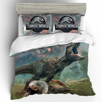 King Size 3D-Print Bedding Set Jurassic Park Udskrivning Sengetøj Sæt Dynebetræk Lagener, Pudebetræk Sengelinned Hjem Tekstil