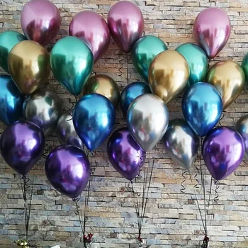 Engros 50stk 12 tommer Blank Krom Guld Metallic Latex Balloner Tyk Metalliske Farver Helium-Ballon Fødselsdag Dekoration