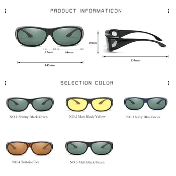 Polariseret Belægning Solbriller Nat Kørsel Brillerne, Anti-Blænding Bære Passe Over Recept Briller Wrap Omkring Gul Linse T050