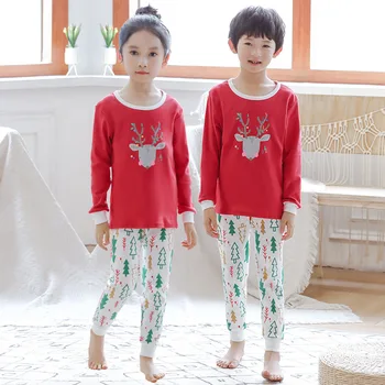 2020 Efterår og Vinter Nye Drenge Piger Pyjamas Sæt Undertøj, der Passer Bomuld med Lange Ærmer Termisk Fritid Toppe og Bukser, Børne Nattøj