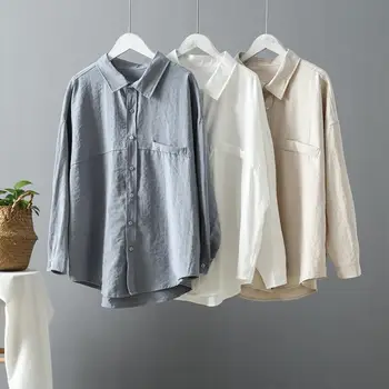 Nye Ankomst Kvinder Solid Oversize Hvid Bluse Batwing Ærme, Lommer Lang Skjorte Turn-Down Krave Casual Top T96605F
