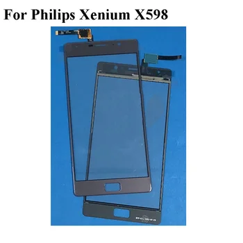 Høj kvalitet Til Philips Xenium X598 TouchScreen Digitizer X 598 Kapacitiv Touch Screen Glas panel med Flex Kabel