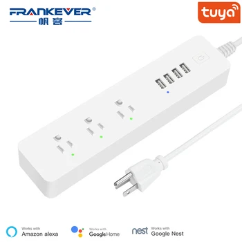 FrankEver Smart Wifi Power Strip 15A Surge Protector Flere Power Stik 4 USB-Port stemmestyring Arbejde med Alexa