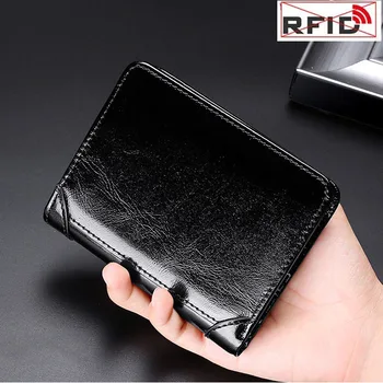 Mænds Tegnebøger Ægte Læder Tegnebog RFID Anti Theft Kort Kortholderen Bank Kreditkort Pung Tegnebog Mænd i Høj Kvalitet