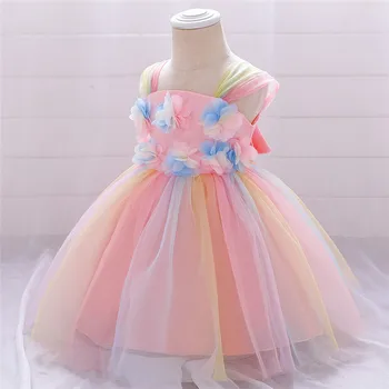 Infant Piger Birthday Party Dress Elegante Blonder Kronblad Baby Barnedåb Kjole Børn Prinsesse Kjole Kostume til Små Piger