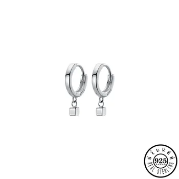 925 Sterling Sølv Små Geometriske Kvadratisk Form Hoop Øreringe Guld Farve Forgyldt Øre Ringe Earings Fine Smykker til Kvinder, Piger