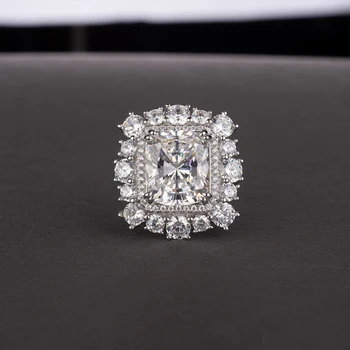 Vintage 925 Sterling Sølv Moissanite Bryllup Engagement Ring Gnister AAAAA+ Zircon Birthstone Fine Smykker