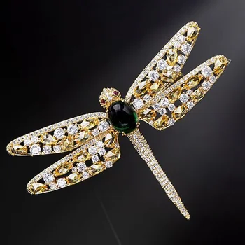 Zlxgirl farverige AAA cubic Zircon kobber dragonfly brocher smykker af bryllup kvinder gaver bedste Jul broche gaver