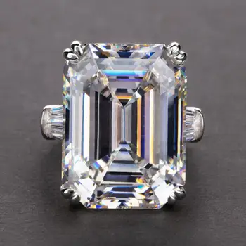 2020 Nye Ankomst Luksus Smykker 925 Sterling Sølv Prinsesse Cut Stor Hvid Topas CZ Diamant Part Kvinder Bryllup Band Ring