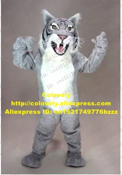 Levende Grå Tiger Weldcat Maskot Kostume Tigerkin Leopard Kat Catamount Med Hvide Hår Mave Gule Øjne Nej 1614 Gratis Skibet