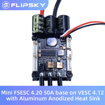 Elektrisk Hastighed Controller til Skateboard Mini FSESC4.20 50A base på VESC® 4.12 med Anodiseret Aluminium køleprofil 12s esc