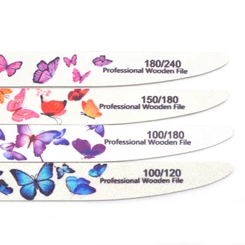 20 Stk/sæt Høj Kvalitet Hvid Træ neglefile Butterfly Design Træ Negle-Filer 100/120/180/240 Professionel Negle-Pleje Værktøjer