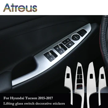 4stk Auto Interiør Tilbehør Til Hyundai Tucson 2016 2017 Bil Vindue Lift-Knappen dørhåndtag Trim Panel Dækker Klistermærker