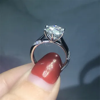 Klassisk 0.8 ct-Lab Diamant Ring i Ægte 925 sterling sølv Engagement Bryllup band Ringe til Kvinder Brude-års Jubilæum Smykker