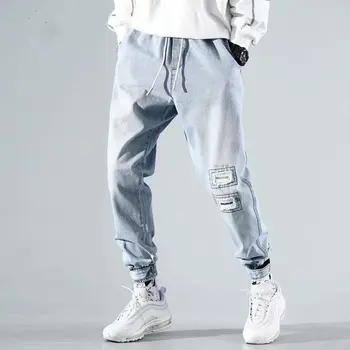 Mænd lyseblå Cowboybukser Harem Bukser 2020 Herre Casual Streetwear Hiphop Denim Bukser Mandlige Mode-Jeans 4XL