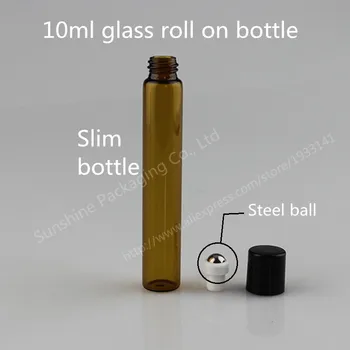 24pcs 10 ml amber rulle rulle flasker essentielle olier roll-on genopfyldning deodorant, parfume flaske containere med sort låg
