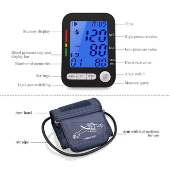 USB-Genopladelige overarm Blood Pressure Monitor Puls Gauge Meter BP puls Rate-Tonometeret Digital LCD-Blodtryksmaaler