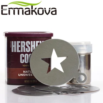 ERMAKOVA 6 Stk/Sæt i Rustfrit Stål Og Stencil-Og Kaffefaciliteter Latte Art Mould Skabelon, Chokolade, Cappuccino BaristaTool