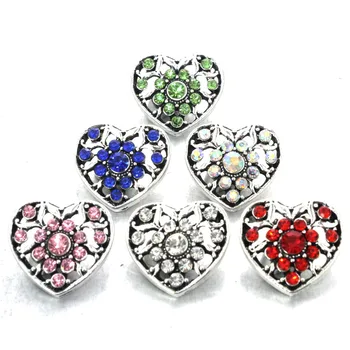 6 farver ure kvinder charme armbånd&halskæde Metal 18mm snap-knap smykker Love Heart Crystal pression bijoux 011106