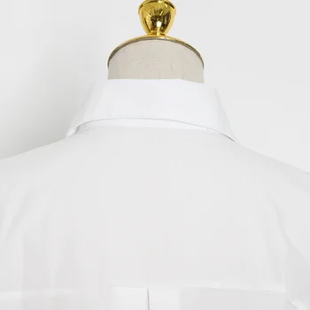 TWOTWINSTYLE Casual-Shirt Til Kvinder Revers Puff Ærmer Minimalistisk Stor Størrelse Løs Bluse Kvindelige 2020 Efteråret Mode Nye Stil