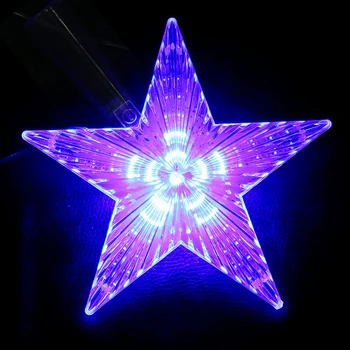 LED-Stjerne Lys femtakket Lampe Christmas Tree Top Lys For Xmas Bryllup Fe Dekorative Lys 220V til EU/UK/US Stik