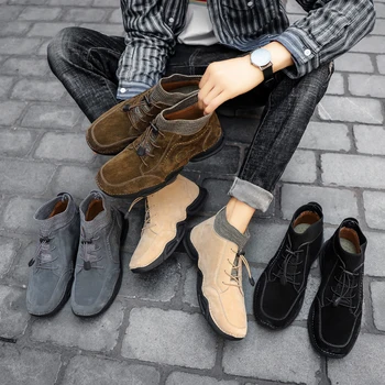 SusuGrace Casual Læder Mænd Sko Kvalitet High-top Sneaker Til at Man Offentlig Åndbar Mandlige Vintage Street Støvler Plus Size 38-46