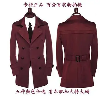Rød khaki black Sort 2020 forår mode afslappet slank dobbelt breasted herre trench coat frakke plus størrelse 5XL 6XL 7XL 8XL 9XL