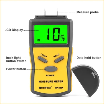 HoldPeak Træ Fugtighedsmåler Digitalt Luftfugtighed Meter Træ Fugtig Detektor Til Måling Af Luftfugtighed Enhed Hygrometer Fugt Meter