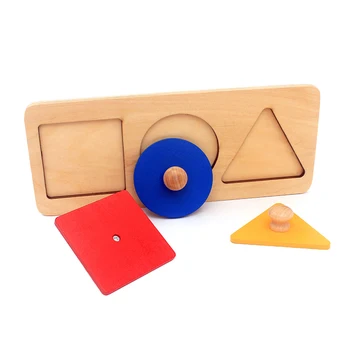 Dental Hus Baby Montessori Materialer, Træ-Legetøj Matematik Legetøj Geometri Form Mellemværker 3 Sæt Rød Blå Gul Trekant-Pladsen Drejeknapper