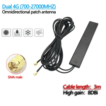 GSM/3G/4G/LTE-patch antenne gain 8DB med 3M selvklæbende Dobbelt 4G retningsuafhængig router, netkort antenne kabel RG174 3m SMA