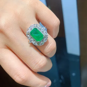 Shipei 925 Sterling Sølv, Emerald Og Ruby Skabt Moissanite Ædelsten Bryllup Fine Smykker, Luksus Ring For Kvinder Engros
