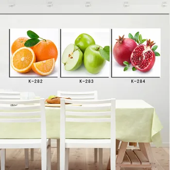 Frugt Køkken Spisestue Væggen Dekorative Billeder Apple Orange Granatæble Moderne Print Olie Maleri 3 Panel Ingen Indrammet