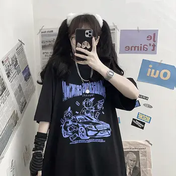 Toppe harajuku vintage gotiske grafisk punk tøj shirt top tøj til Kvinder t-shirts koreanske bomuld Sort Oversize dropshipping