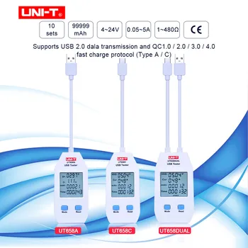 ENHED UT658A/UT658C/UT658DUAL serien USB Power Meter, og Tester Digitale Meter for Spænding/Strøm/ Kapacitet/Energi/Modstand
