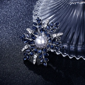 Ny Mode kvinders stor broche damer snefnug, imiteret perle, rhinsten krystal bryllup broche pin smykker Ms Julegave