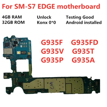 Original Samsung Galaxy S7 KANT Ulåst bundkort G935F G935FD G935V G935P G935T G935A bundkort 32GB logik kompakt