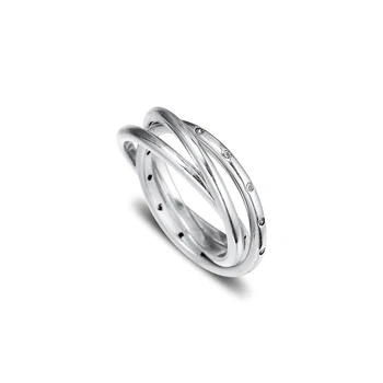 Ægte 925 Sterling Sølv Klare CZ Hvirvlende Symmetri Ring for Kvinder Bryllup Smykker Sølv 925 anillos mujer