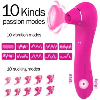 HIWUP Sex Sugende Legetøj Kraftfuld Vibrator Klitoris Sucker Blowjobs Tungen Stimulator Brystvorten Skeden Pussy Pump Sex Legetøj til Kvinder