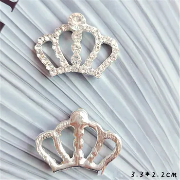 10STK 33*22MM Mode Smarte Sølv Crystal Crown Knapper Til Bryllup Invitation Rhinestone-Knappen For at Dekorere Håndværk Tilbehør