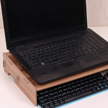 Træ-Skærm Hylde Plint Stærk Laptop Stand LED Computer Riser Desktop Holderen Hjem Tablet Lapdesks