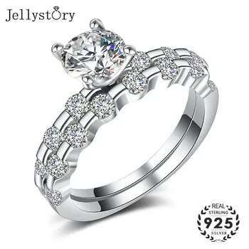 Jellystory luksus 925 sterling sølv smykker ring med AAA zircon ædelsten, guld farve charms ringe til kvinder, mænd bryllupsfest