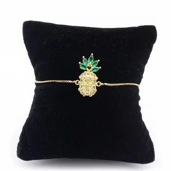 Søde CZ Zircon Ananas Design Armbånd Kobber Kæde Justerbar armbånd & Armbånd til Kvinder Frugt Smykker Gaver