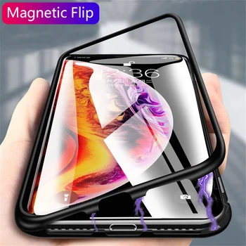 Magnetisk Adsorption Metal Case til iPhone 11 Pro XS Max X XR SE Magnet Hærdet Glas Tilbage Dække for iPhone 7 8 6 6s Plus