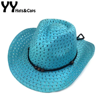 Hule West Cowboy For Kids Sommer Strand Caps Faste Vestlige Cowboy Hat Børn solskærm Kasket Med Bred Skygge Drenge Cowboy YY17156