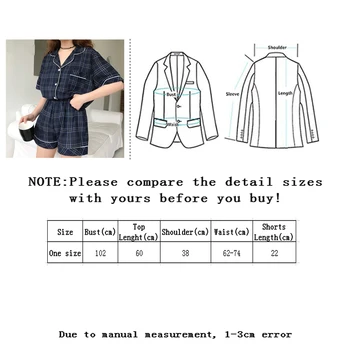 Vangull Vintage Ternet Pyjamas Kvinder Mode kortærmet Shirt og Shorts, To Stykker Sæt Nattøj Afslappet Hjem Tøj Til Kvinder