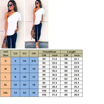 Hirigin HOT Mode til Kvinder Sommeren Off-Shoulder Kort Ærme Hvid Solid Casual Løs Asymmetrisk T-shirt S-XXL