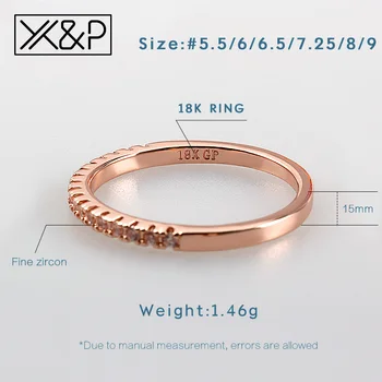 X&P Bryllup Mærke Rose Guld Sølv Farve Stabelbare AAA Cubic Zirconia Ringe til Kvinder Engagement Krystal Mode Ring Smykker